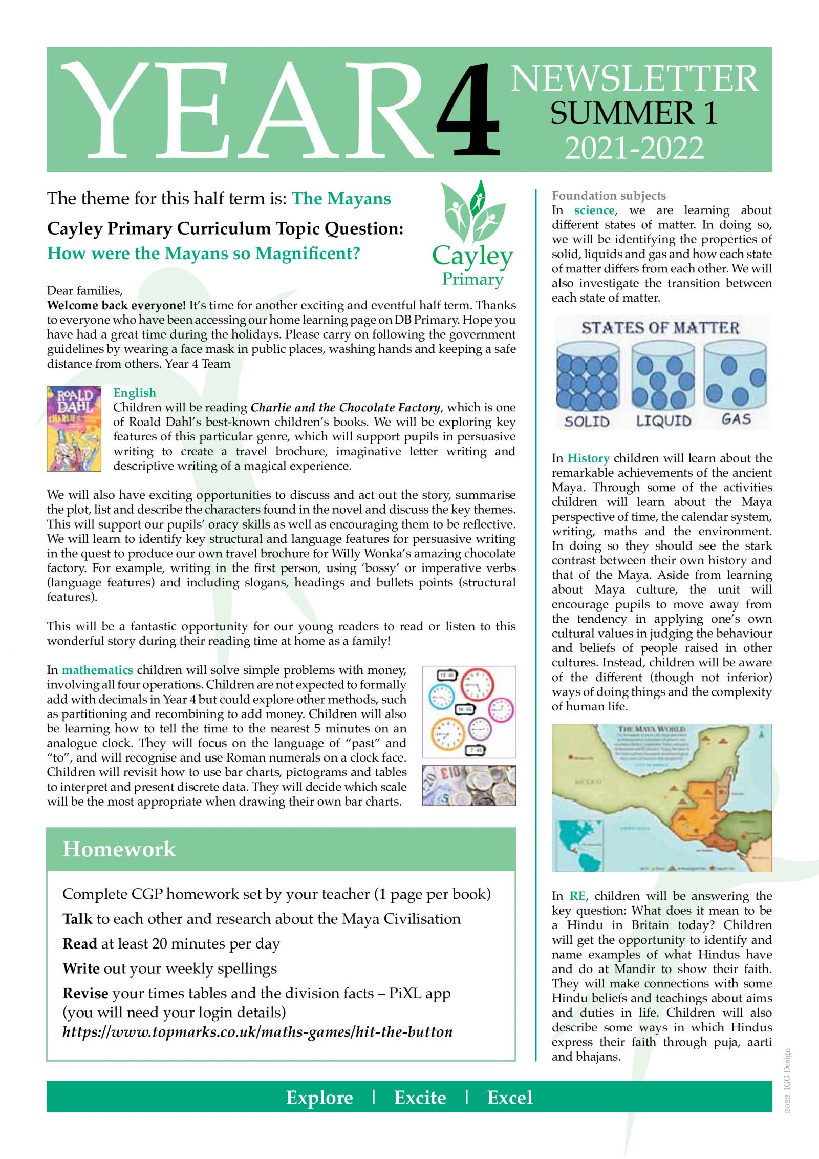 Year 4 Newsletter - Summer 1 2022 - Cayley Primary School